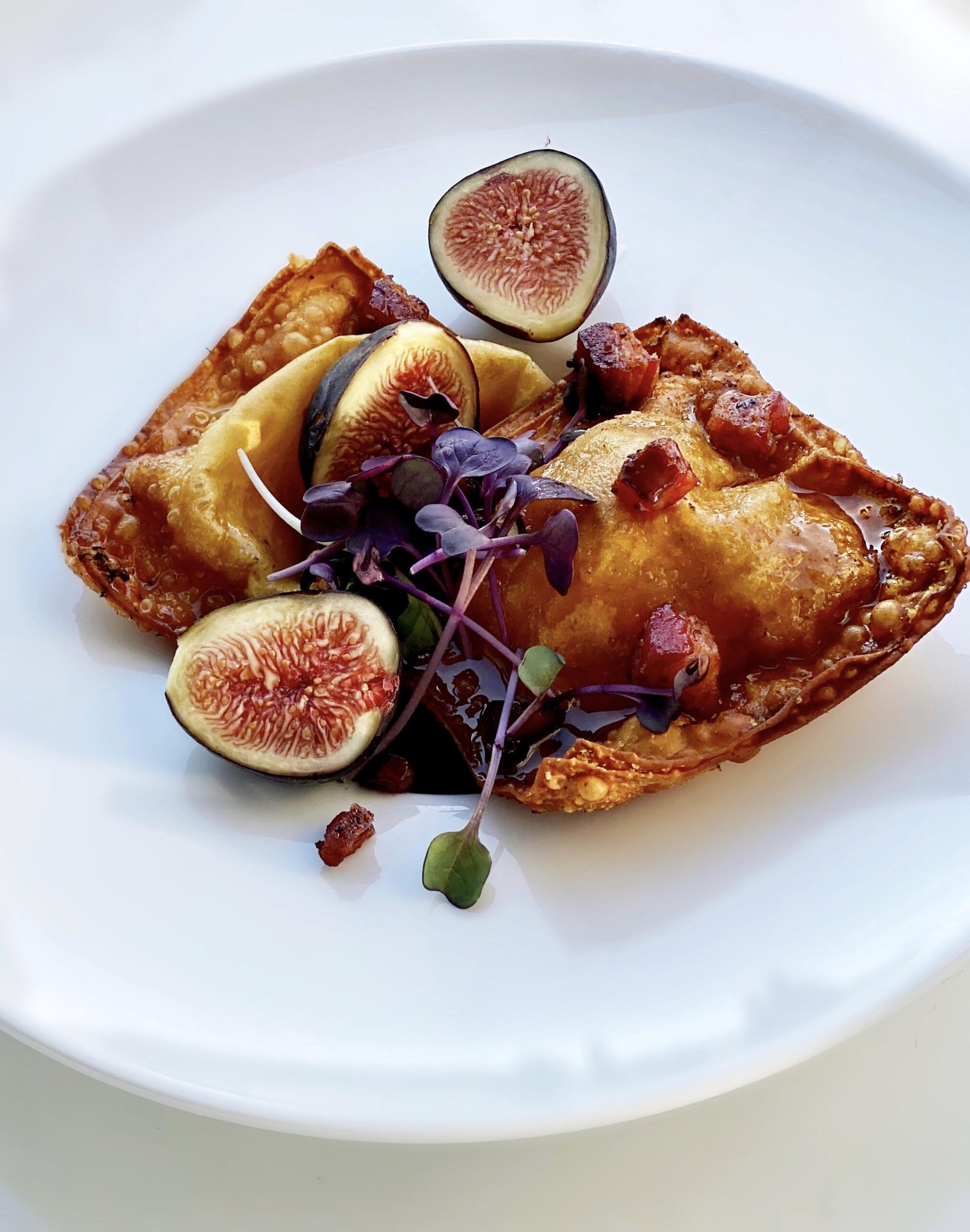 Pumpkin Ravioli with Lardons and Fresh Fig - Photo Credit Liz Curtis
