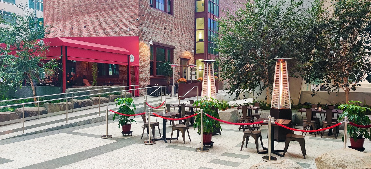 The outdoor dining space at Town Hall. Photo courtesy Town Hall