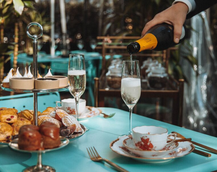 Champagne poured for two