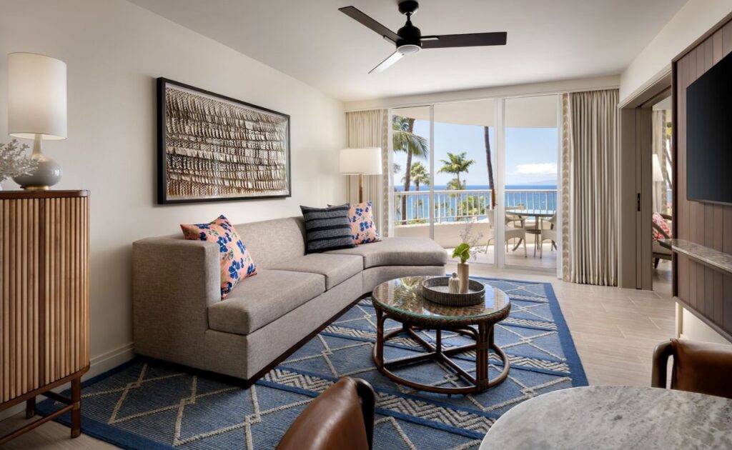 Newly transformed living room. Photo: Fairmont Kea Lani.