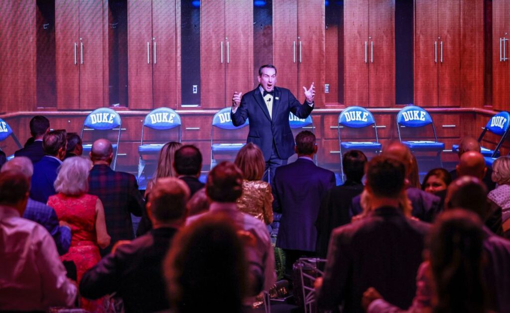 Mike “Coach K” Krzyzewski gives passionate speech during Gala Dinner & Auction.