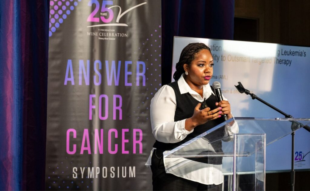Grantee LaQuita Jones, D.O. – Cincinnati Children’s Hospital at the Answer for Cancer Symposium. 