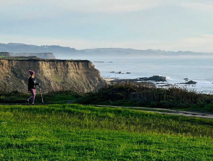 Hiking along the Pacific coastline at Ritz Carlton Half Moon Bay