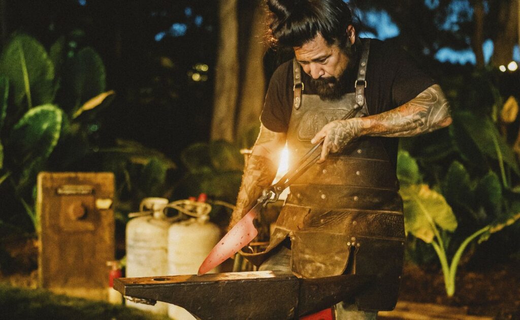 Hawaiian native blacksmith, Neil Kamimura