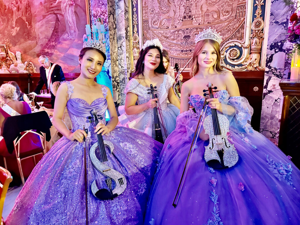 Musicians playing with crysal violins