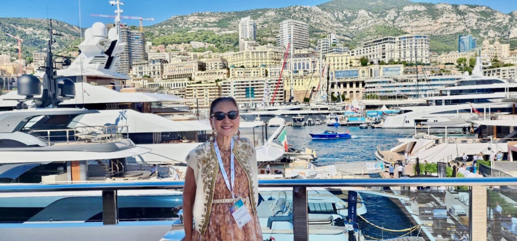Olivia Decker at Monaco Yacht Show at Port Hercule