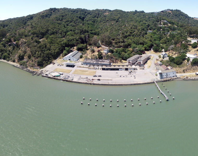 Panoramic view of the 53-acre Romberg Tiburon Campus, home of the Estuary & Ocean Science Center, the only marine laboratory on the San Francisco Bay.