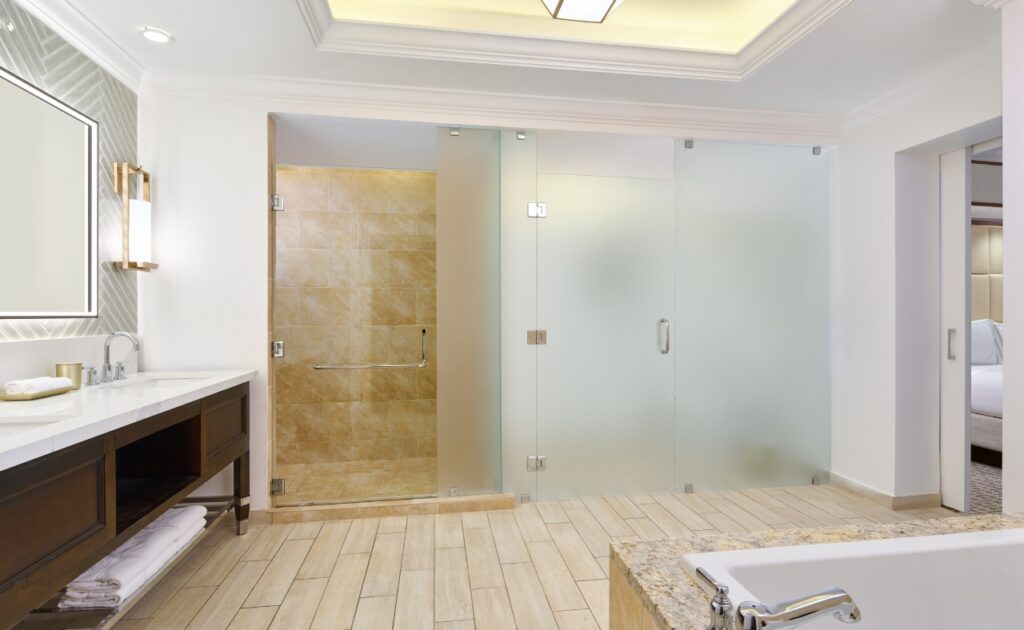 Meritage Resort & Spa Oak Knoll Suite spacious bathroom.