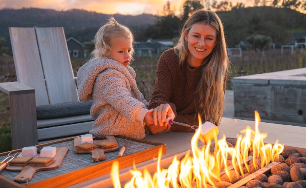 Making S'mores In The Comfort Of a Four Seasons Napa Valley Private Residence.