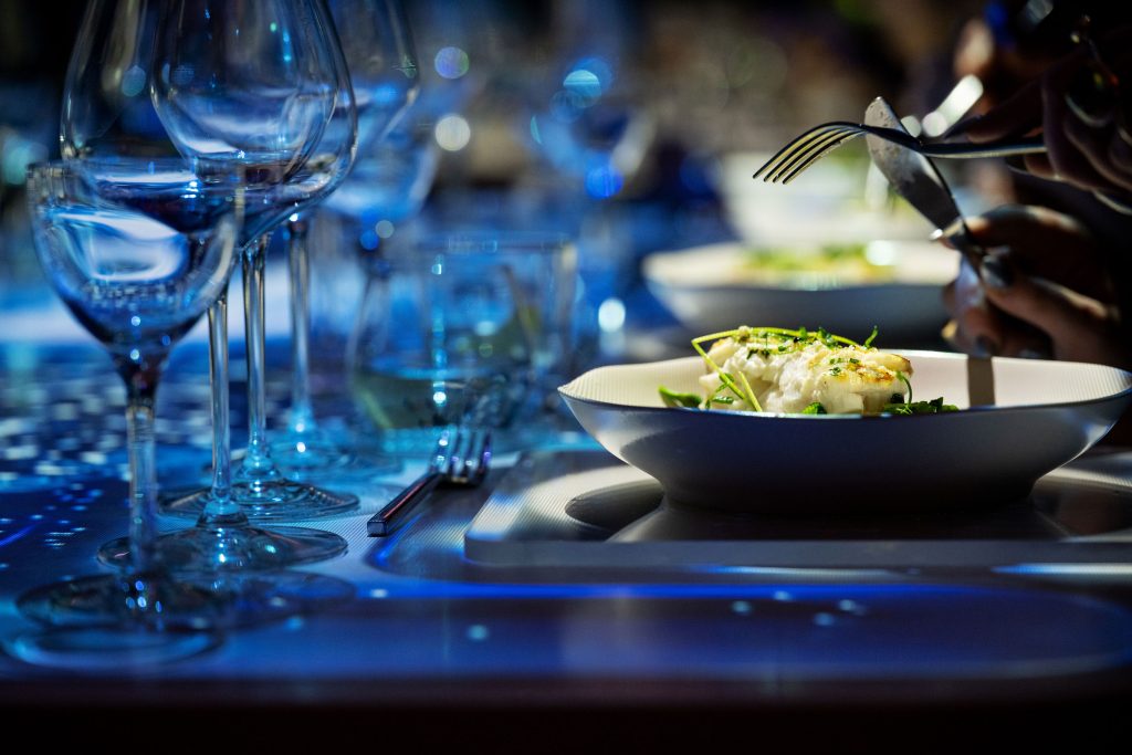 Elegant seafood course at The Radiant Table