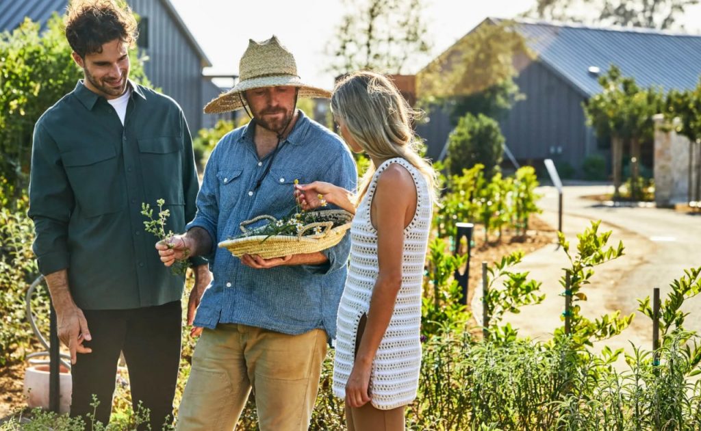 Nick Runkle, Farm Director at Stanly Ranch gives garden tour to guests.