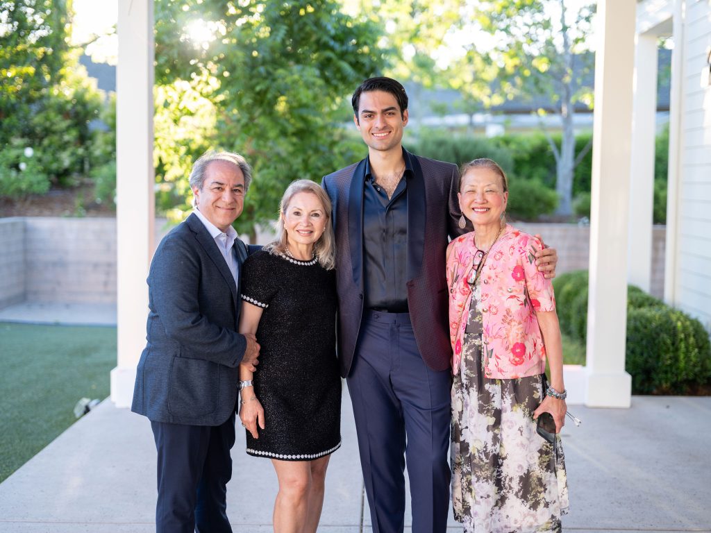 Iraj Zolnasr, Fariba Zolnasr, Matteo Bocelli, and Olivia Decker at Solage Resort, joined by David Ortega