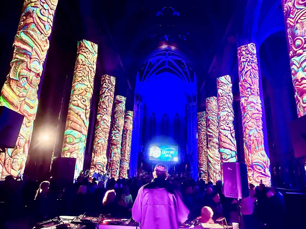 Immersive visual art projected at Grace Cathedral