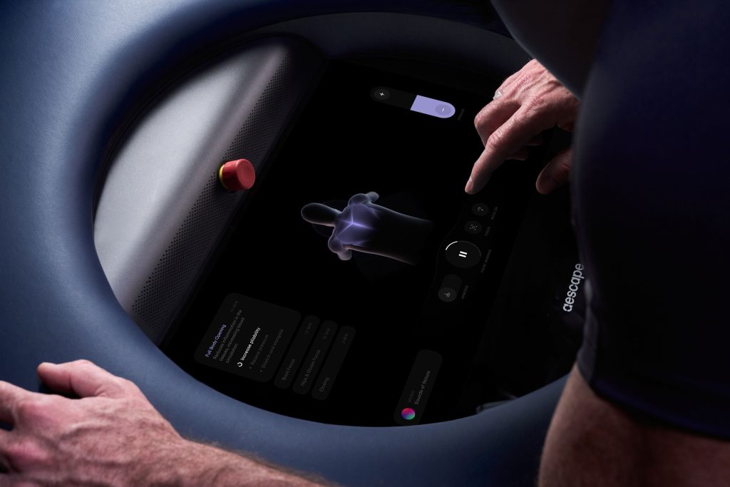 AI-powered Aescape massage control screen with body mapping display
