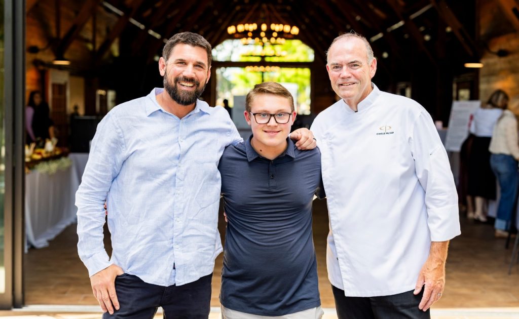 Clay Mauritson, Brady Mauritson and Chef Charlie Palmer.