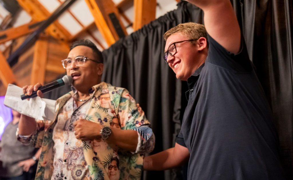Auctioneer Franco Finn and Brady Mauritson at Project Zin.