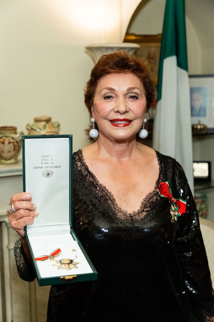 Maria Manetti Receiving the “Grand Officer of the Order of the Star of Italy”