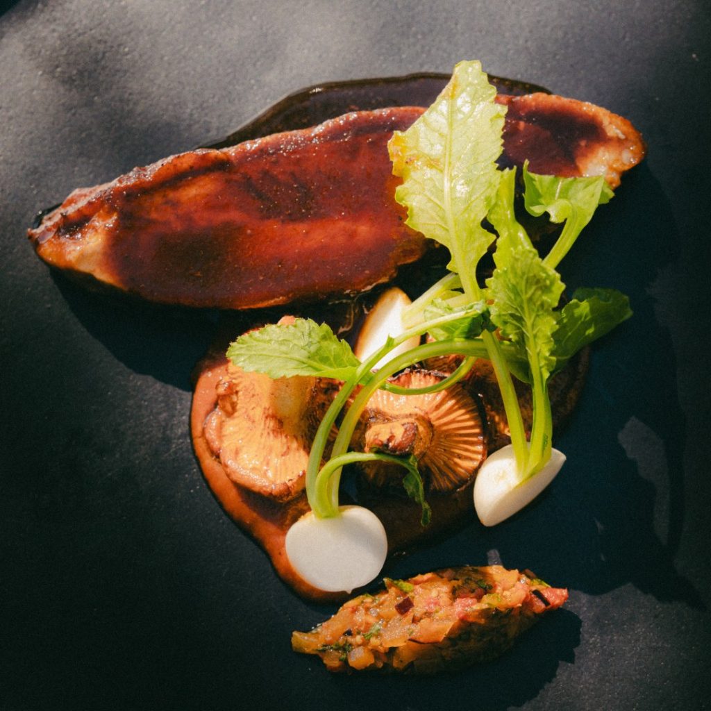 Ram's Gate Winery Grilled duck breast, plum bbq sauce.