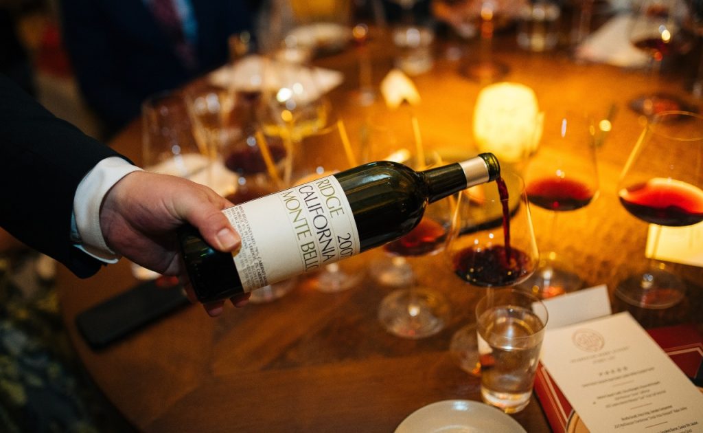 Wine poured during dinner at PRESS restaurant.